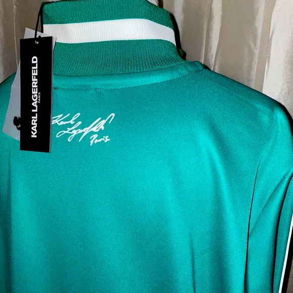 New! Karl Lagerfeld Paris Snap Side Logo Track Jacket Size XL Jade Green🤍 - Picture 12 of 15